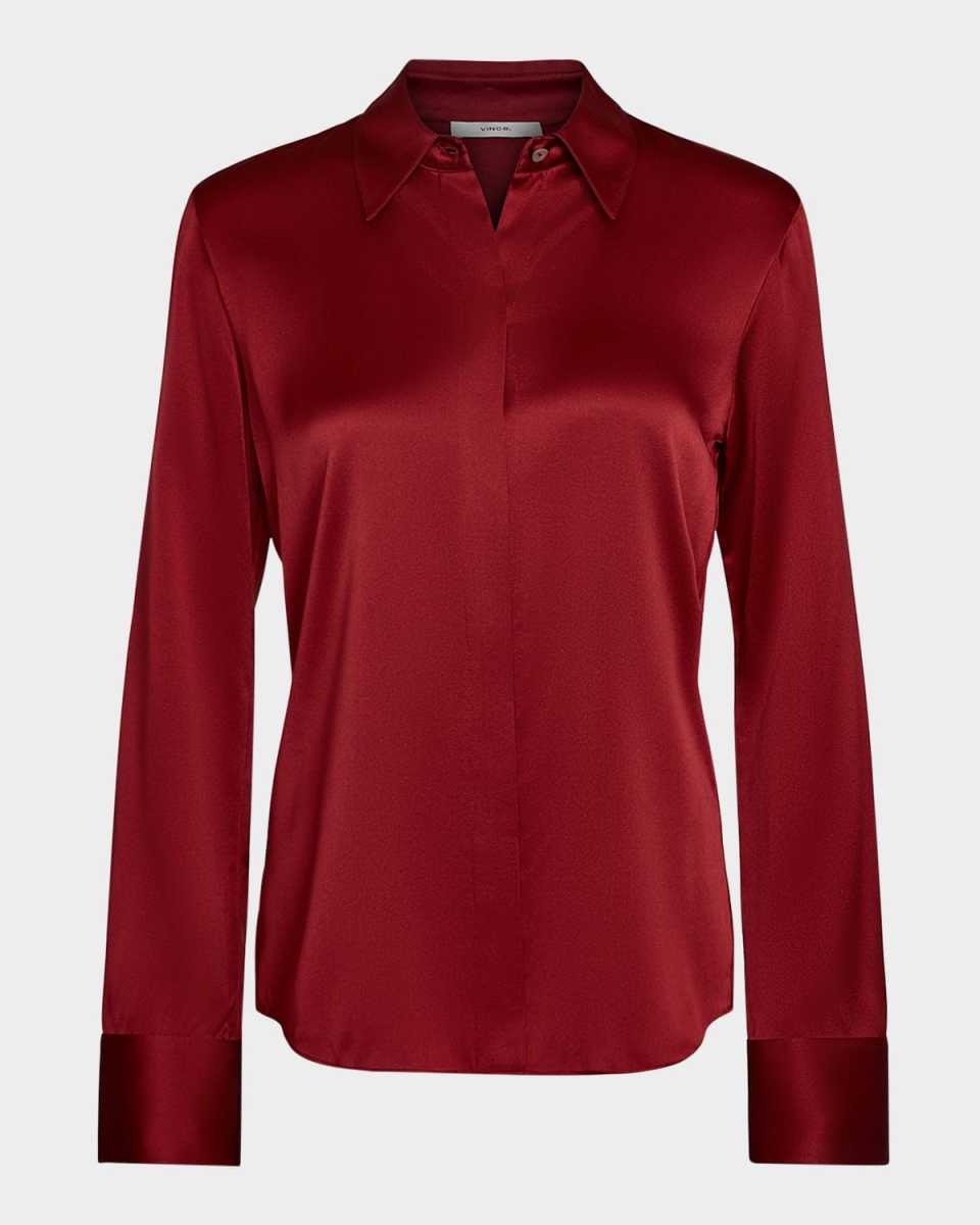 Slim-Fit Silk Satin Shirt